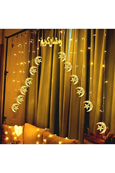 Yuwell Ramadan Lights, Moon Star Fairy Hanging String Lights, 8 Modes