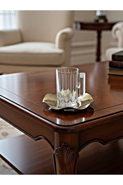 DECOSTYLE 18 Piece Modern Glass Tea Set with Steel Plate |   Premium Hospitality Luxury Presentation Set