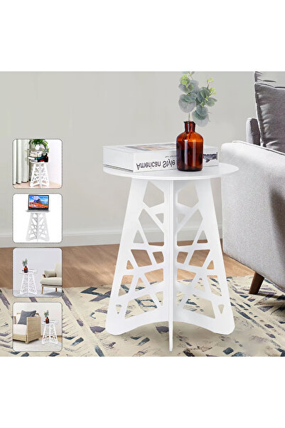 OEM Masă de cafea rotundă cu picioare decorative. Albă.