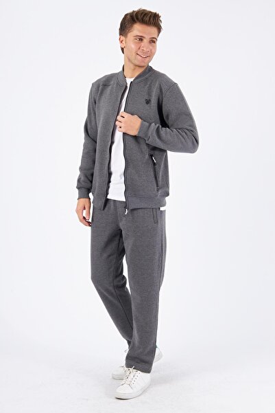 Marco Ferry Fleece-Lined 3-Thread Winter Tracksuit Set Anthracite Melange 5721-A