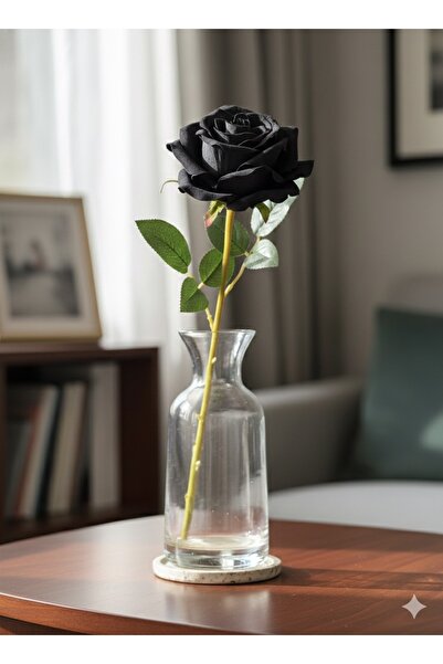 YASİMA Black Rose Vase Decoration 1 Piece Special Day Gift