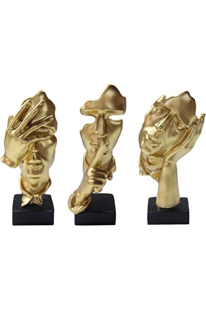 aboxoo تمثال مفكر تجريدي من الراتينج مكون من 3 قطع للديكور المنزلي والمكتبي (...