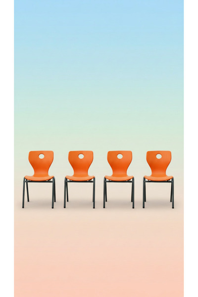 MESMOB 4 ADET Monoblok Sandalye | Çalışma Koltuğu - Okul Sandalyesi- TURUNCU