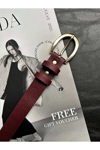 LİA KEMER 2-Pack Lust Classic Patterned Women's Gold Buckle Belt Jacket Belt Dress Belt Trouser Belt