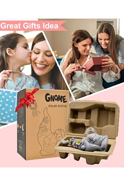 OMS Solar Garden Gnome LED Figure Weatherproof Outdoor Decoration – Funny Gift