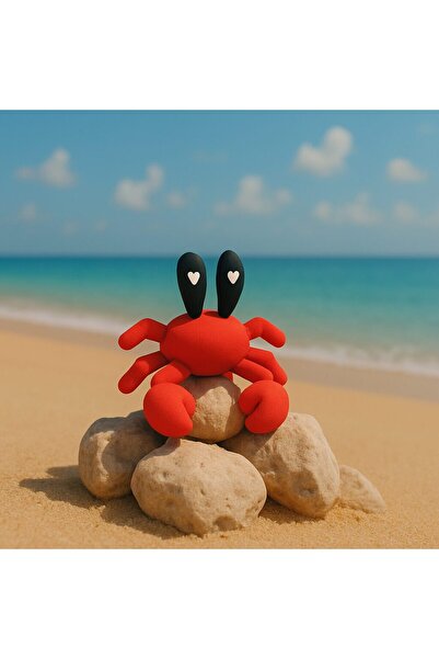 PrintForge Figurina Clawzy crab, 3D articulata, PrintForge, 6x6x2 cm, PLA, fara BPA, rosu