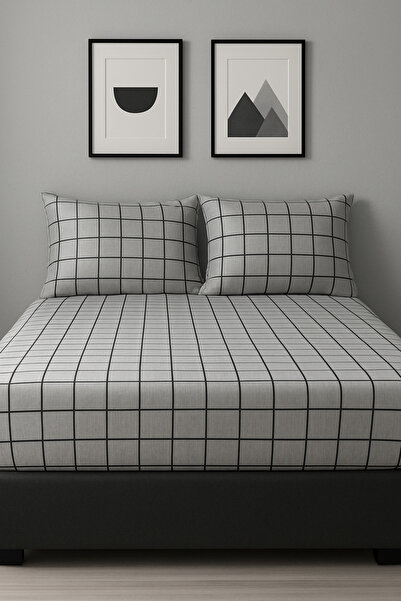 GOOD MORNİNG PAMUKKALE Smoked Square King Size Elastic Sheet Set (180X200) + 2 Pillowcases