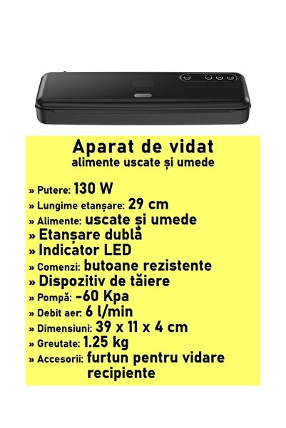 OEM Wet-dry vacuum sealer, 130 W power, 29 cm sealing length, 6 l/min vacuum, containers