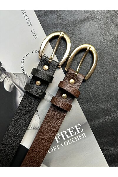 LİA KEMER Pachet de 2 Curele pentru femei cu model clasic Lust, cu cataramă a...