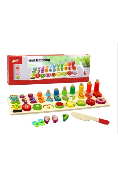 GÜMRÜK BEY AHŞAP EĞİTİCİ OYUN TAHTASI - Meyveler ve Sayılar - Montessori Ahşa...