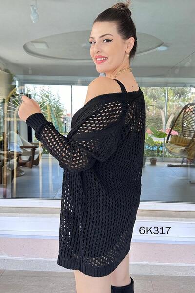 İnce Topuk Lace-Like Knit Knitwear Cardigan 6K317