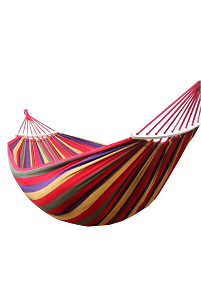 OEM Hamac de gradina pentru 2 persoane multicolor 190x150 cm cu bara lemn 40 cm