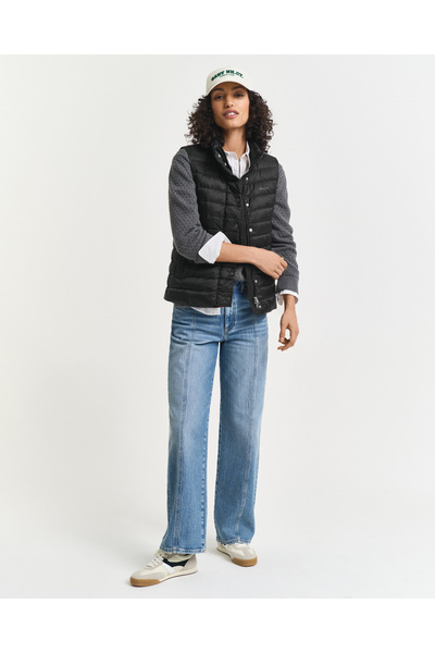 Gant Kadın Siyah Regular Fit Dik Yaka Kaz Tüyü Yelek