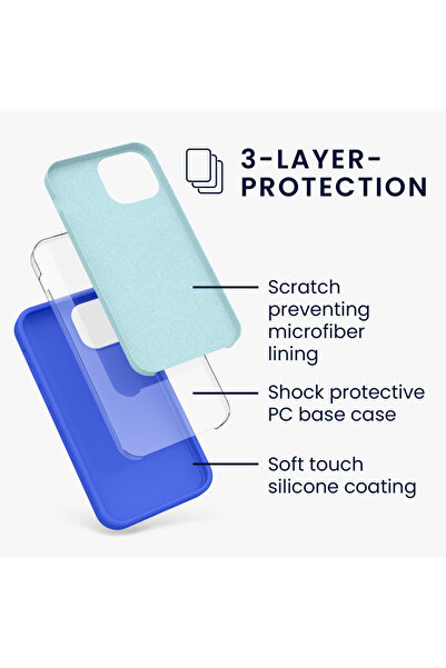 KWmobile Case for Apple iPhone 13 Mini, Silicone, Blue, 55877.134