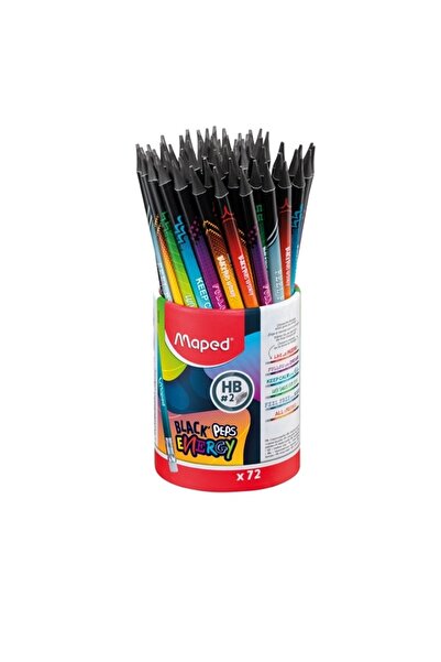 Maped Creion grafit HB cu guma de sters, 72 buc/set, Black Peps Energy