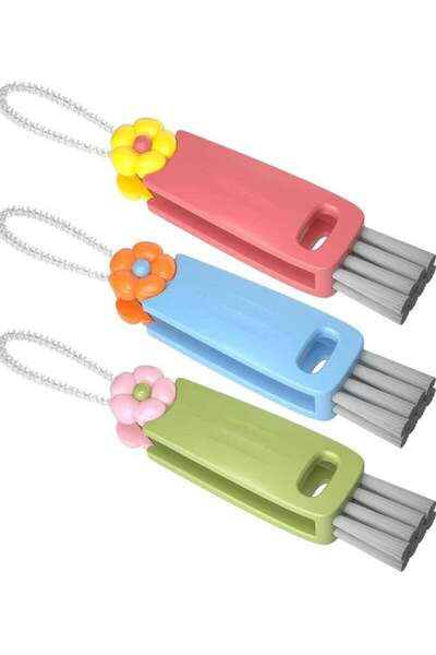 Arabest 3 in 1 Cup Lid Cleaning Brush, Multifunction, Home Kitchen Crevice Cleaning Tools Flowers Multicolor