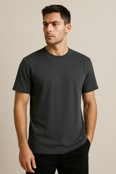 UOMOPARK “Modal premium pentru bărbați, ultra moale, antracit, uni basic tricou – textura moale și confortabilă, confortabilă croială ”