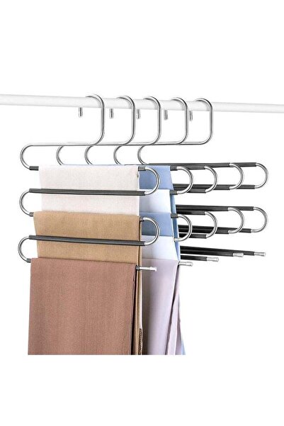 Arabest مجموعة من 5 رفوف بنطلونات متعددة الطبقات مضادة للانزلاق، علاقة مفتوحة، موفرة للمساحة، مناسبة للأوشحة/الجينز