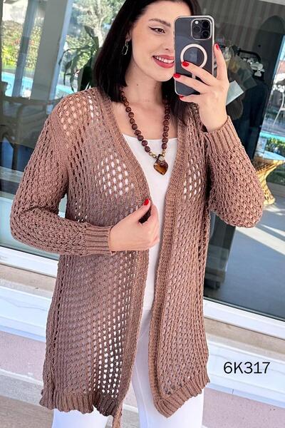 İnce Topuk Lace-Like Knit Knitwear Cardigan 6K317