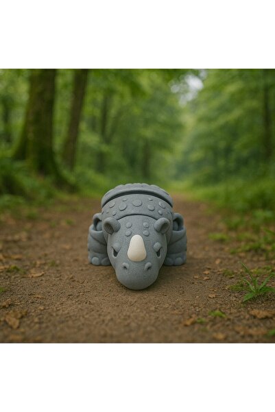 PrintForge Figurina Prism rhinos, 3D articulata, PrintForge, 7x6x3 cm, PLA, fara BPA, gri