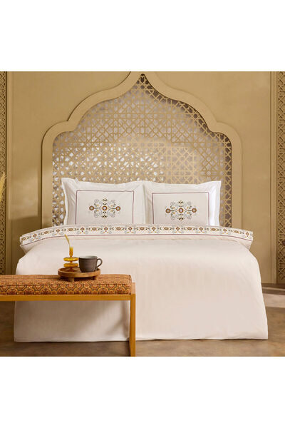 Karaca Home Beluna 100% Cotton Double Embroidered Duvet Cover Set White
