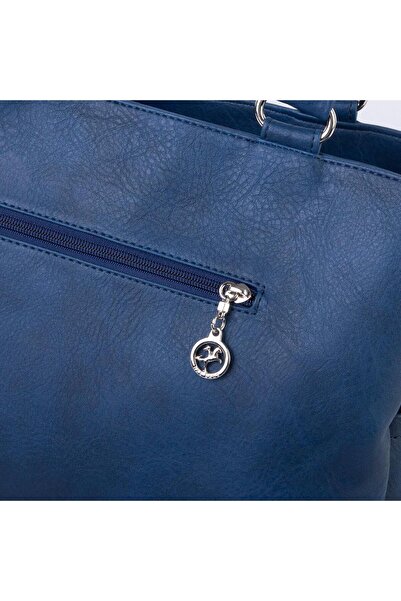 Nas Bag Women's Large Size Three Compartment Shoulder Bag Navy Blue Raven