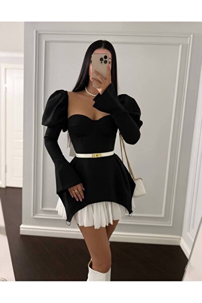 Friday Mood Γυναικείο φόρεμα με λεπτομέρεια κορσέ και σχέδιο με ζώνη