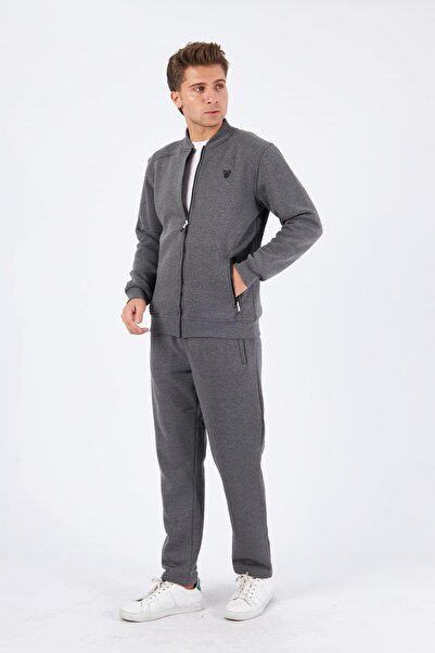 Marco Ferry Fleece-Lined 3-Thread Winter Tracksuit Set Anthracite Melange 5721-A