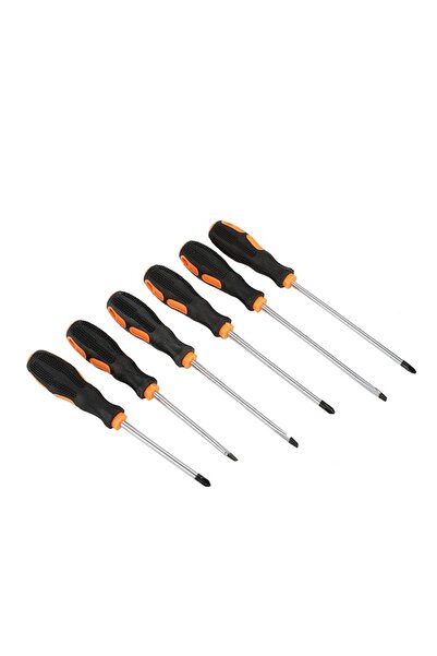 Lawazim طقم مفكات براغي مكون من 6 قطع باللون الأسود والبرتقالي