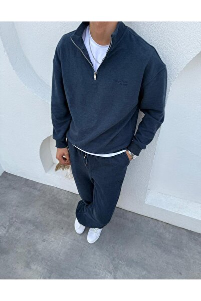 thefreemen Selanik Yünlü Pamuk Örme Takım Lacivert