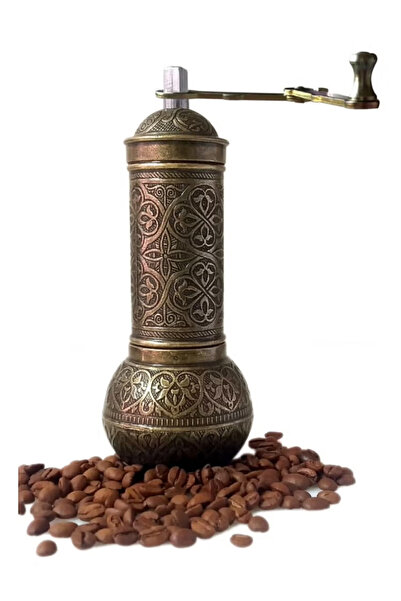 Generic Handmade Ottoman-Style Bronze-Colored Manual Coffee Hand Blender – Unique Patterns, Made in Turkey