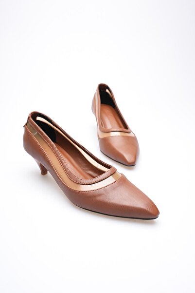 MARCHEO Cecilia Women's Tan Thin Short Heeled Shoes