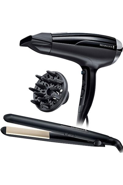 Remington D5215GP set - hair dryer and straightener, 2300W, 2 speeds, 180–220°C, tourmaline, Blac