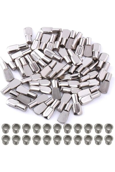 Raco Heavy Duty Metal Shelf Support Pins with Sleeves, 25 pcs Shelf Pegs for Cabinets