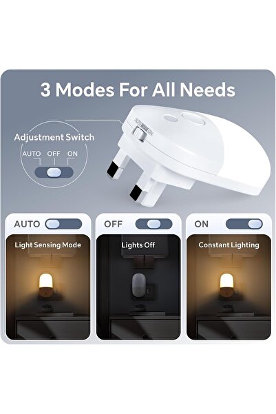 Baytion LED Night Light 2700K 2PCS - 3 Brightness Modes, Smart Sensor, 0.5W (Ellipse)