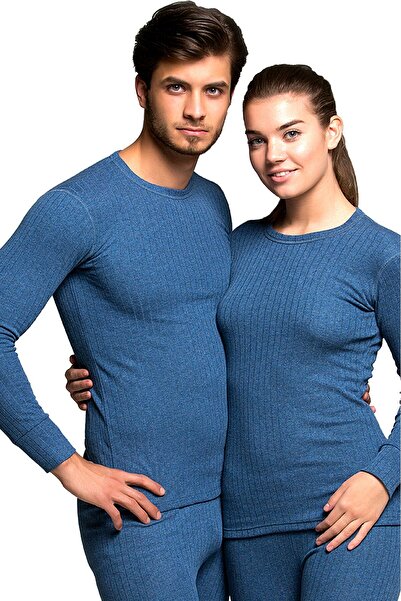 THERMOFORM Soft Unisex Long Sleeve Thermal Underwear Undershirt Navy Blue