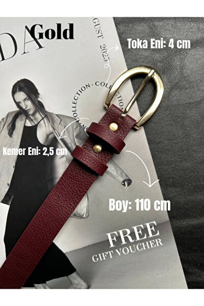 LİA KEMER 2-Pack Lust Classic Patterned Women's Gold Buckle Belt Jacket Belt Dress Belt Trouser Belt