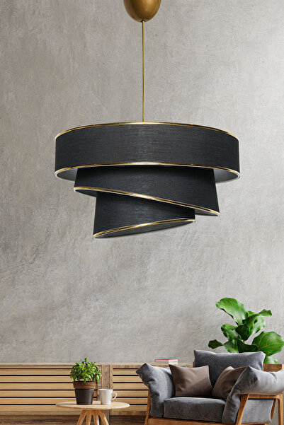 Asir Couper Chandelier - Black and Gold
