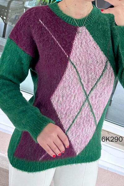 İnce Topuk Baklava Pattern Knitwear Blouse 6K290