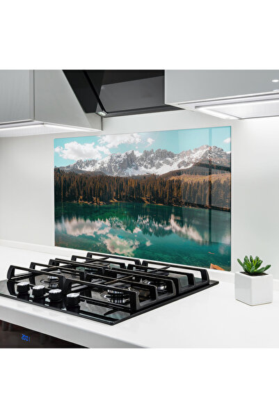 Arthub Panou Sticla Bucatarie, Protectie aragaz, Termorezistent, Feng-shui, Mountain Lake View