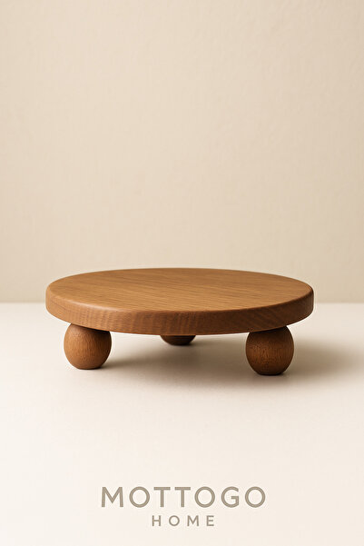 Mottogo Home Ahşap Ayaklı Sunum Standı – 24.5 × 6 cm | Doğal Ahşap Servis ve ...