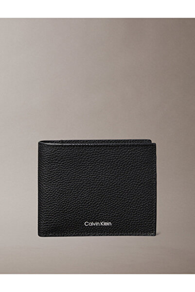 Calvin Klein Erkek Deri Nakit Ve Kart Bölmeli Düz Siyah Cüzdan LV04D1062G-UB1