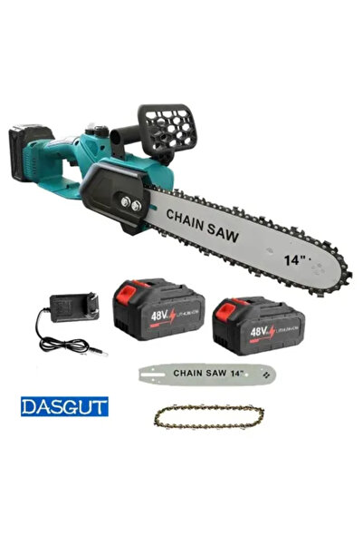 Sanlutoz Drujbă electrică 14 inch, 1200W,DASGUT cu 2 acumulatori LI-Ion 48V, ungere lant, 30000RPM, 03