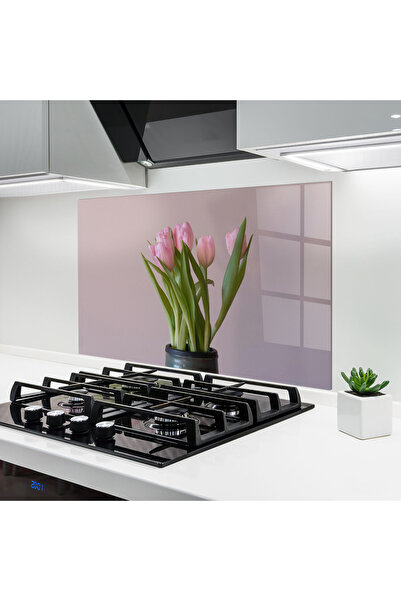 Arthub Panou Sticla Bucatarie, Protectie aragaz, Termorezistent, Flori, Pink ...