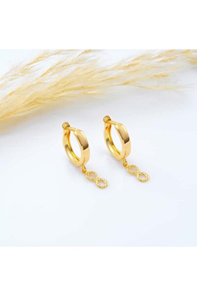 YCL JEWELLERY 8 Ayar Altın Halka Sonsuzluk Küpe