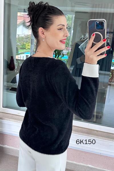 İnce Topuk Collared Stone Detail Bearded Knitwear Blouse 6K150