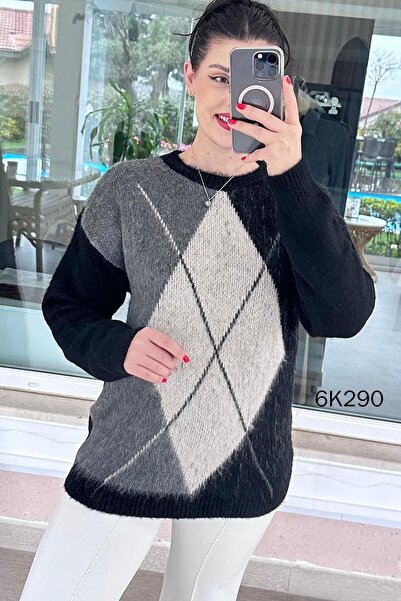 İnce Topuk Baklava Pattern Knitwear Blouse 6K290