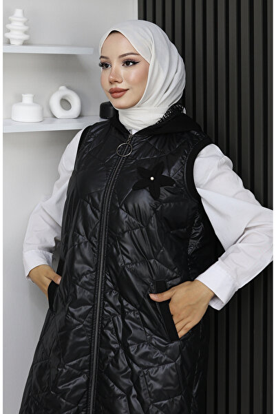 sefamerve Куртка з капюшоном на блискавці 5108-02 Чорна