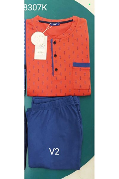 Pjs Pijama Cotton Long-Sleeved Pajama Set with Pattern on Top