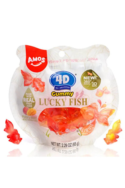 Amos 4D Gummy Lucky Fish Peach & Mango USA 60g